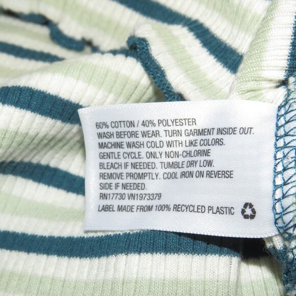 Art Class Green Striped Lettuce Hem Ribbed Girls Short Sleeve Shirt - Picture 6 of 6